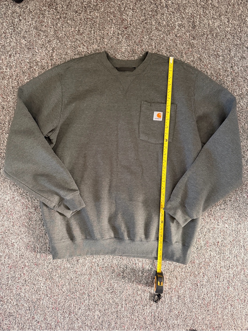 Carhartt Olive Crewneck Sweatshirt with Chest Pocket